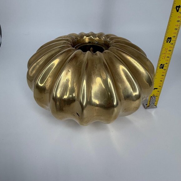 Vintage Fall Brass Candle Holder, Taper Candlestick Holder, Pumpkin Shape - Picture 2 of 6